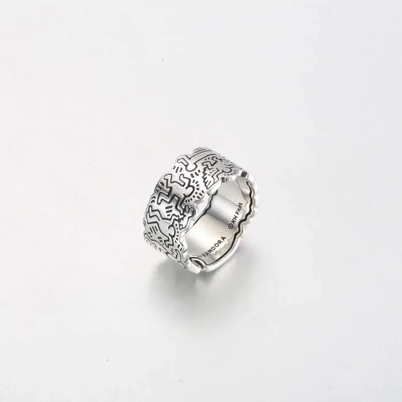 (imagem para) Keith Haring™ x Pandora Anjo Linear Amor e Pessoas Anel Largo - 192222C01 - Visualizar 3