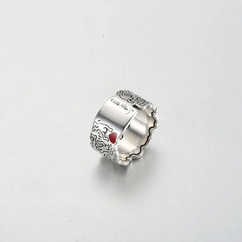 (imagem para) Keith Haring™ x Pandora Anjo Linear Amor e Pessoas Anel Largo - 192222C01 - Visualizar 4