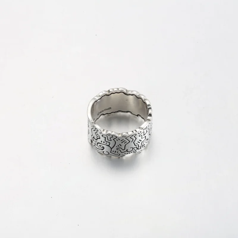 (imagem para) Keith Haring™ x Pandora Anjo Linear Amor e Pessoas Anel Largo - 192222C01 - Visualizar 5