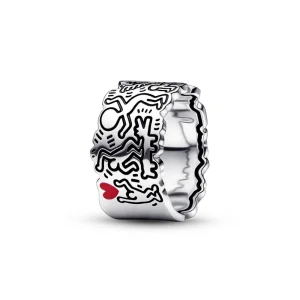 (imagem para) Keith Haring™ x Pandora Anjo Linear Amor e Pessoas Anel Largo - 192222C01