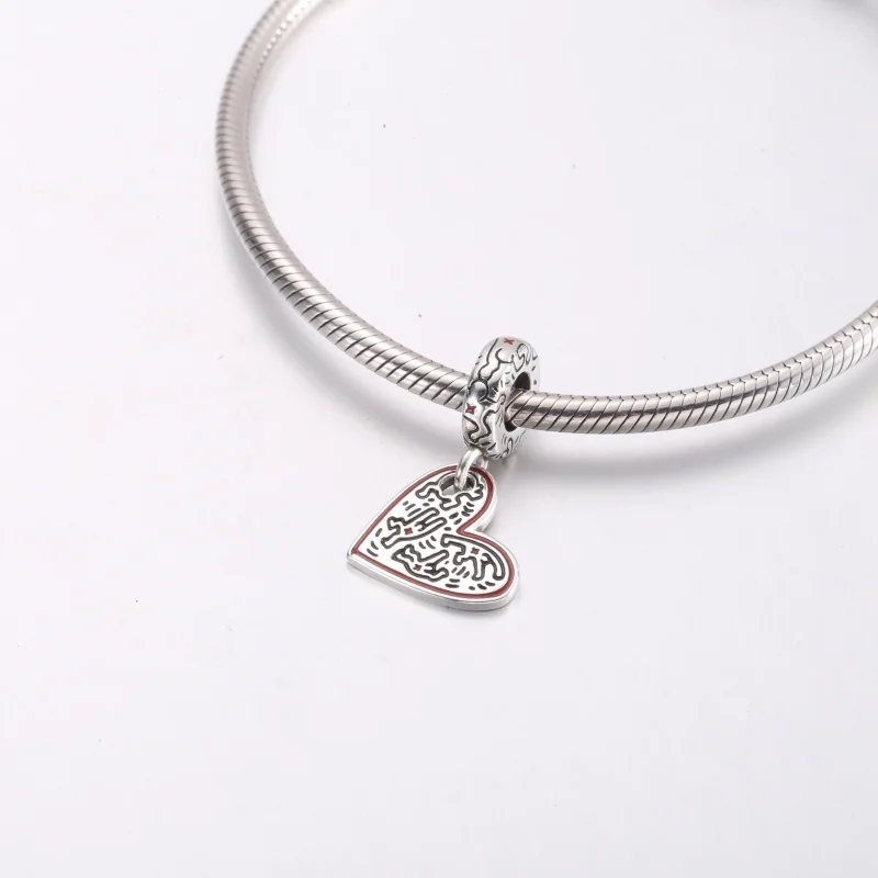 (imagem para) Keith Haring™ x Pandora Pingente Coração Suspenso com Pessoas em Arte Linear - 7 - Visualizar 4