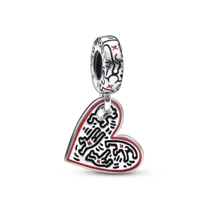 (imagem para) Keith Haring™ x Pandora Pingente Coração Suspenso com Pessoas em Arte Linear - 792215C01