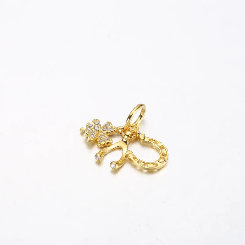 (imagem para) Pandora Lucky Clover, Wishbone & Horseshoe Dangle Charm - 752337c01 - Visualizar 2
