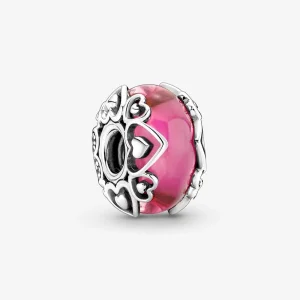 (imagem para) Pandora Reveal Your Love Pink Murano Glass Charm - 791159C00