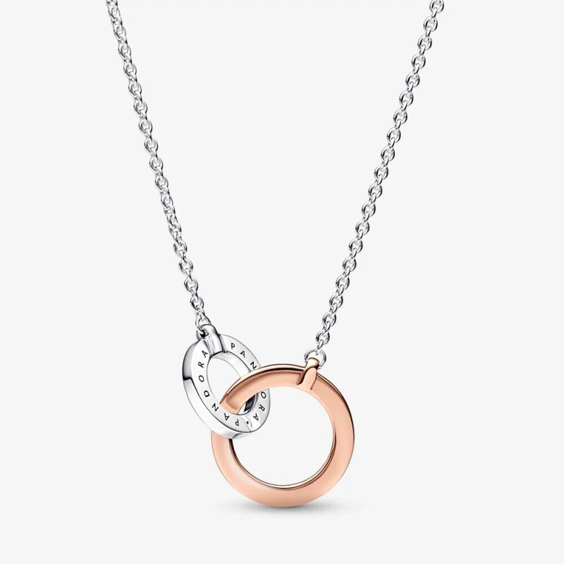 (imagem para) Pandora Signature Círculos Entrelaçados Duplo Tom Colar - 382778C01 - Visualizar 2