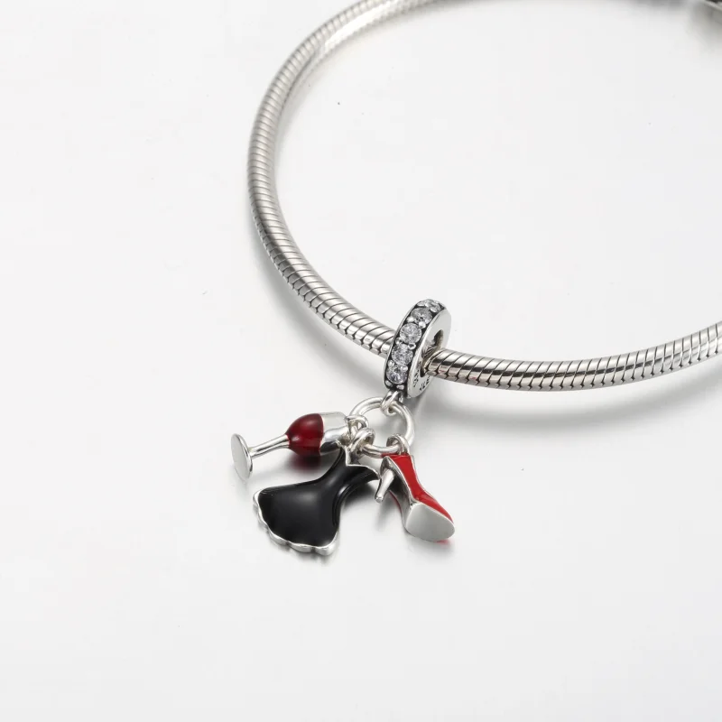 (imagem para) PANDORA Taça de vinho salto alto vestido preto básico pingente - P-D-3785 - Visualizar 3