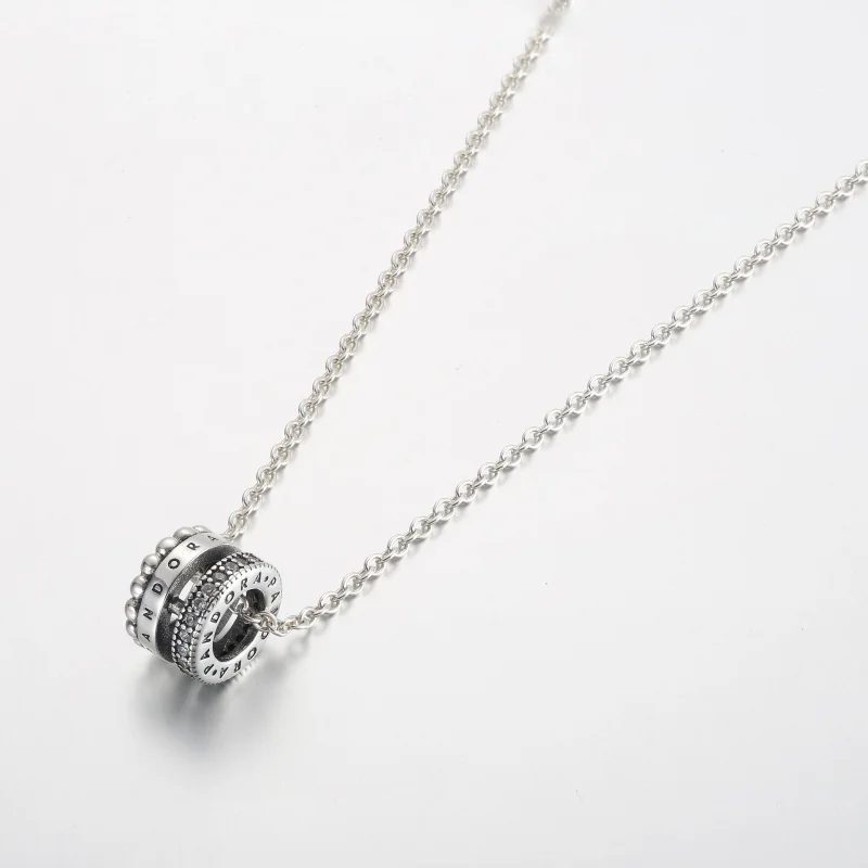 (imagem para) Pingente e Colar Pandora Signature Logo Pavé & Miçangas - 392311C01 - Visualizar 2