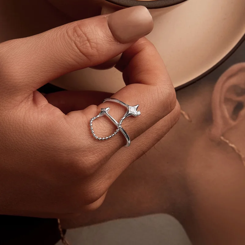 (imagem para) Anel Aberto Estilo PANDORA Luz das Estrelas - BSR519-E - Visualizar 5