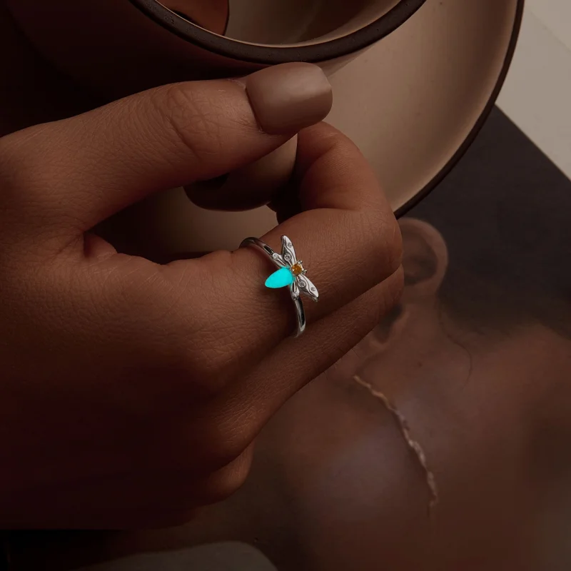 (imagem para) Anel Aberto Luminoso Estilo Abelha PANDORA - BSR521-E - Visualizar 9