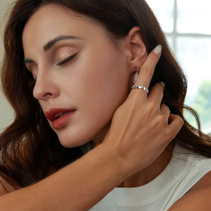 (imagem para) Anel Coração Aberto Estilo PANDORA - SCR1001-E - Visualizar 7