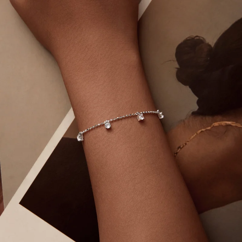 (imagem para) Bracelete de Zircônia Cintilante Fina Estilo PANDORA - BSB156 - Visualizar 5