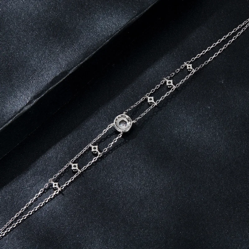 (imagem para) Bracelete PANDORA Style Sparkling Double Moissanite (Um Certificado) - MSB013 - Visualizar 4