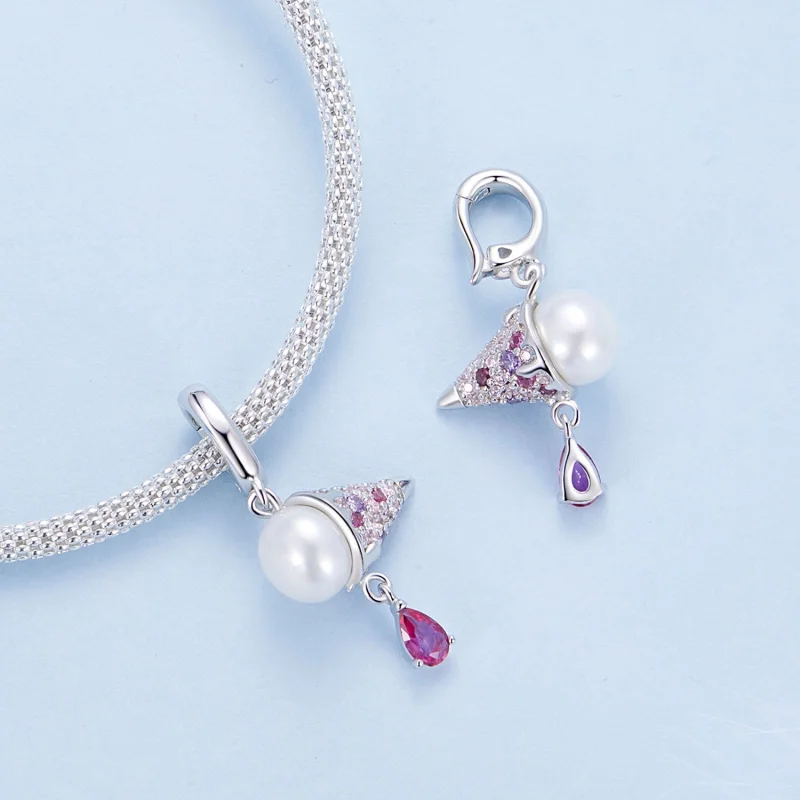 (imagem para) Brinco Pingente Sorvete de Pérola Natural Estilo PANDORA - BSC962 - Visualizar 4