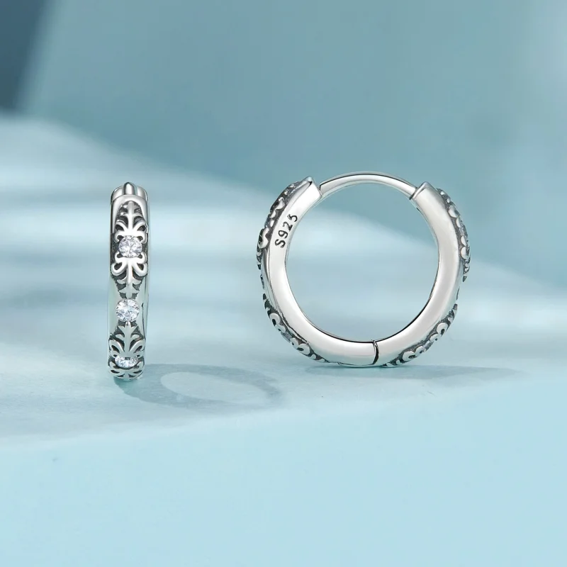 (imagem para) Brincos com Padrão Retrô Estilo PANDORA - SCE1701 - Visualizar 2