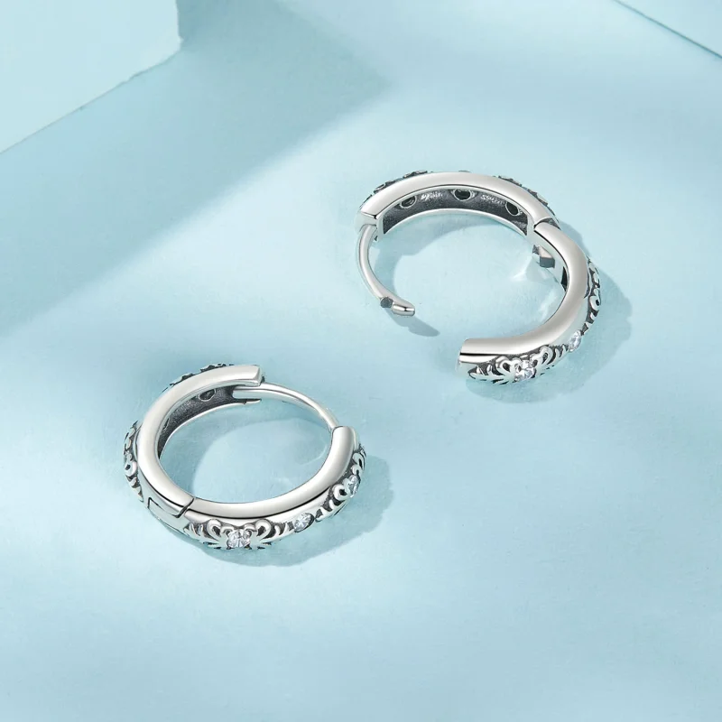 (imagem para) Brincos com Padrão Retrô Estilo PANDORA - SCE1701 - Visualizar 4