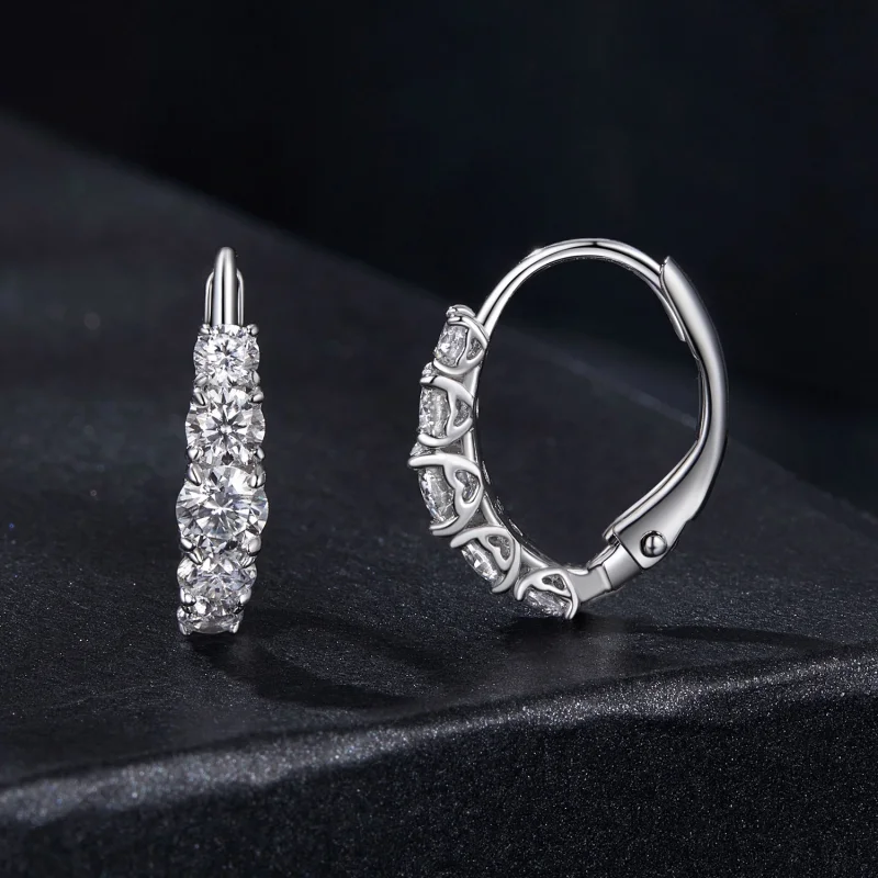 (imagem para) Brincos de Moissanite Brilhante Estilo PANDORA (Dois Certificados) - MSE045 - Visualizar 2