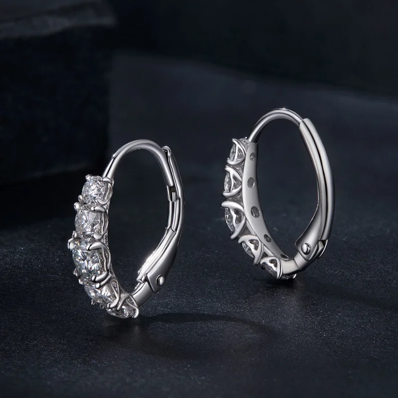 (imagem para) Brincos de Moissanite Brilhante Estilo PANDORA (Dois Certificados) - MSE045 - Visualizar 3