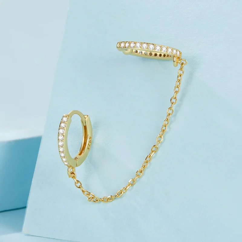 (imagem para) Brincos de Pressão Banhados a Ouro Estilo PANDORA - SCE1679-B - Visualizar 3