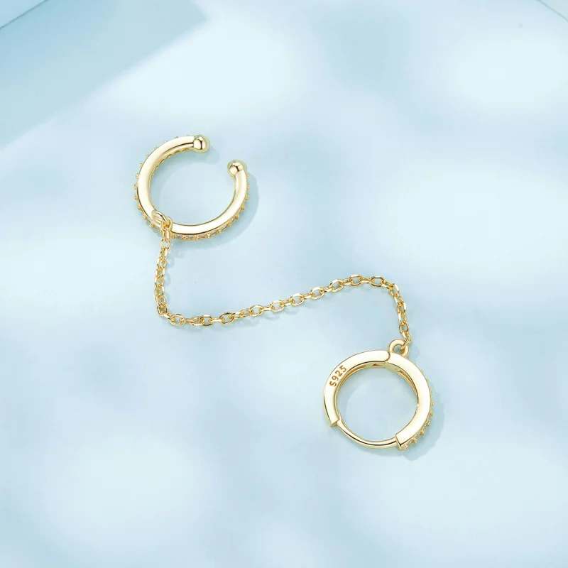 (imagem para) Brincos de Pressão Banhados a Ouro Estilo PANDORA - SCE1679-B - Visualizar 4