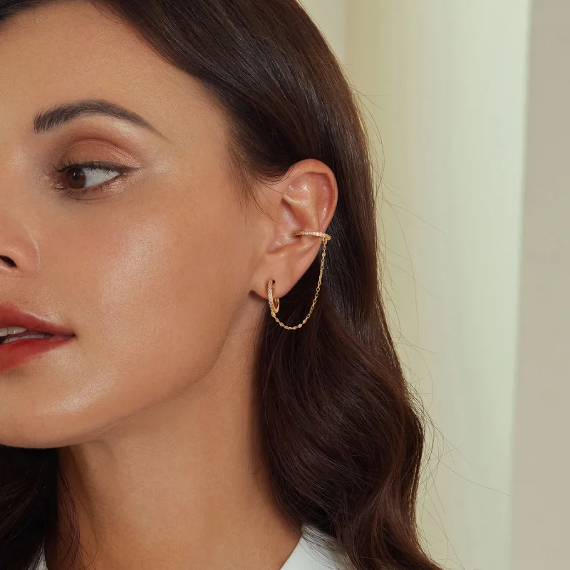 (imagem para) Brincos de Pressão Banhados a Ouro Estilo PANDORA - SCE1679-B - Visualizar 6