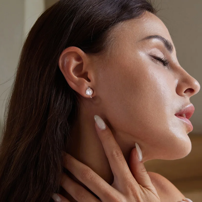 (imagem para) Brincos de Pérola Natural Estilo PANDORA - BSE961 - Visualizar 7