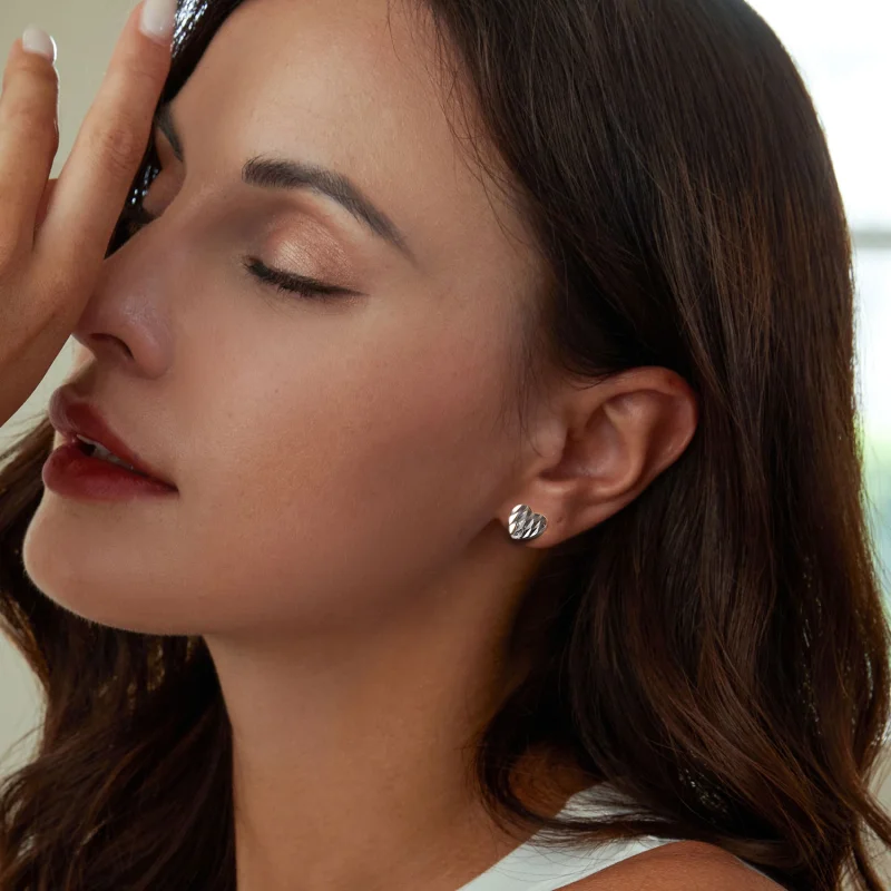 (imagem para) Brincos Flor em Formato de Coração Estilo PANDORA - SCE1703 - Visualizar 6