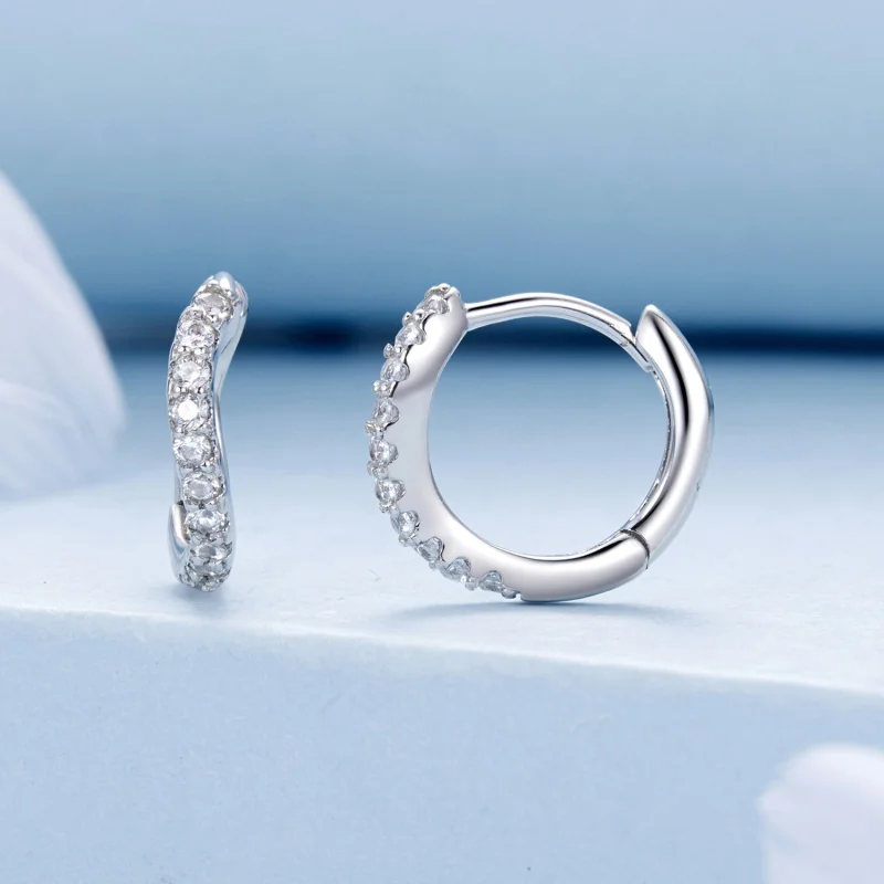 (imagem para) Brincos Ondulados Estilo PANDORA - BSE959 - Visualizar 2
