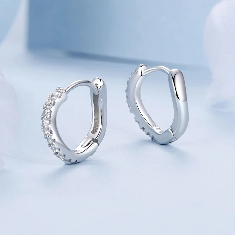(imagem para) Brincos Ondulados Estilo PANDORA - BSE959 - Visualizar 3