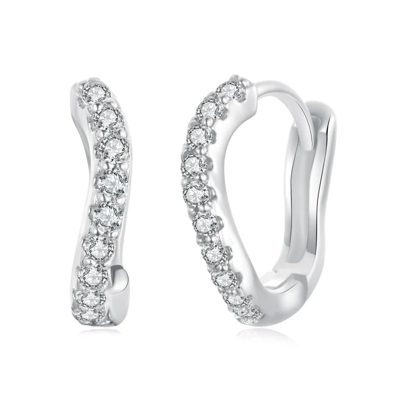 (imagem para) Brincos Ondulados Estilo PANDORA - BSE959