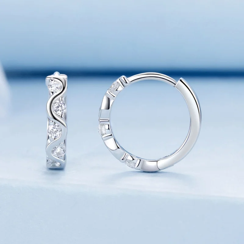 (imagem para) Brincos Ondulados Estilo PANDORA - BSE963 - Visualizar 2