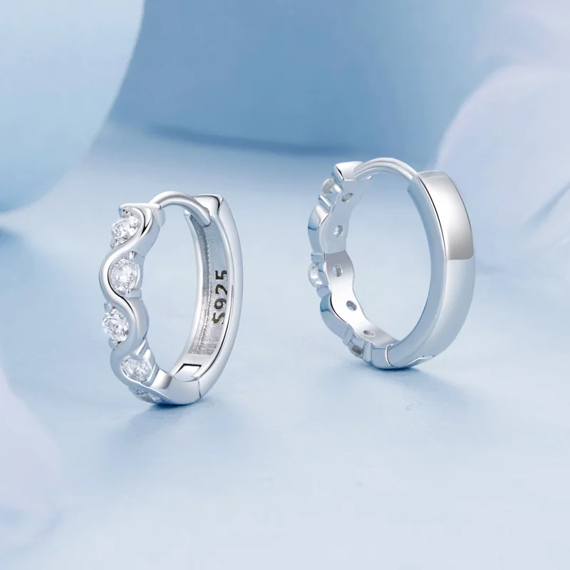 (imagem para) Brincos Ondulados Estilo PANDORA - BSE963 - Visualizar 3