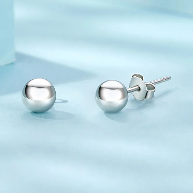 (imagem para) Brincos Pandora Style em Formato de Bolinha Pequena - SCE1725-S - Visualizar 4