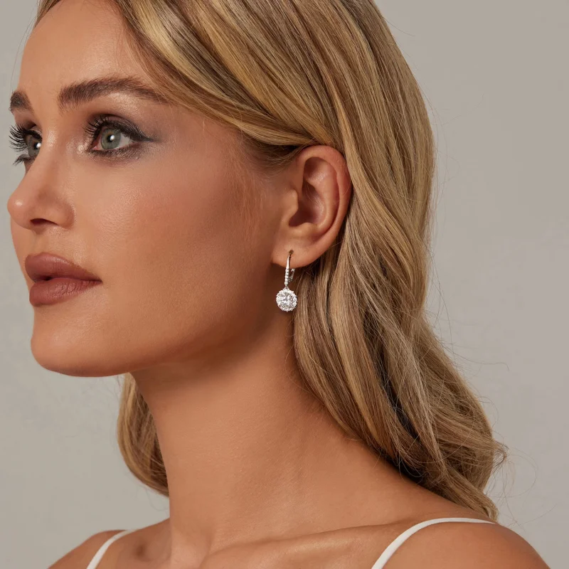 (imagem para) Brincos PANDORA Style Sparkling 1Ct Moissanita (Dois Certificados) - MSE046 - Visualizar 5