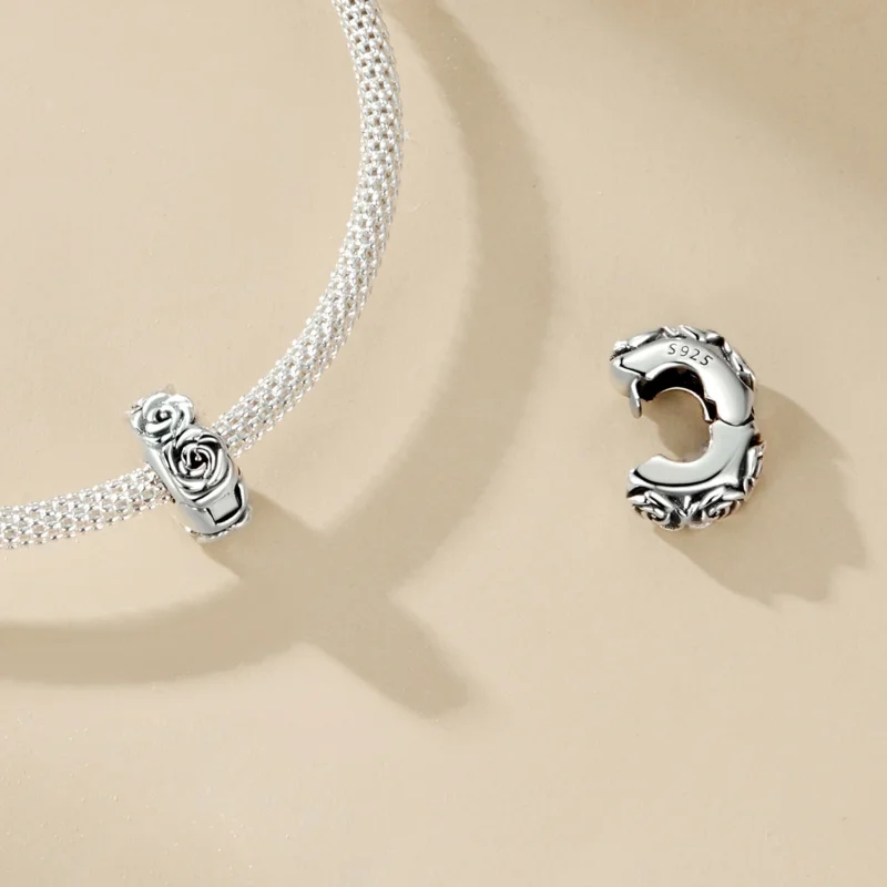 (imagem para) Charm de Fivela de Posicionamento com Rosa Estilo PANDORA - SCC2706 - Visualizar 4