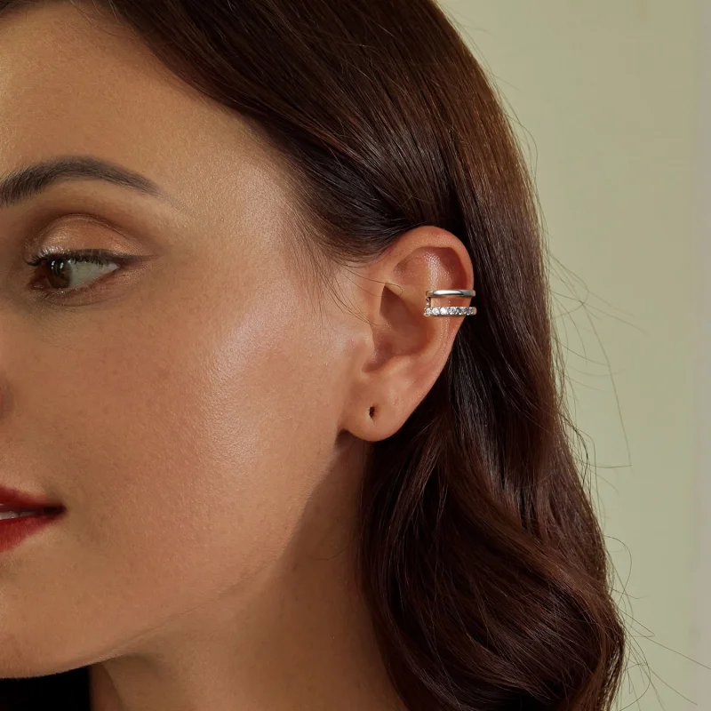 (imagem para) PANDORA Style Double Layer Ear Cuff - BSE964 - Visualizar 6