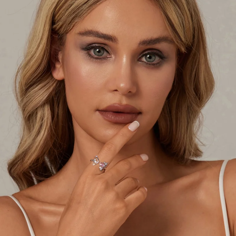 (imagem para) Anel Aberto Borboleta Rosa Estilo PANDORA - SCR1011-E - Visualizar 7