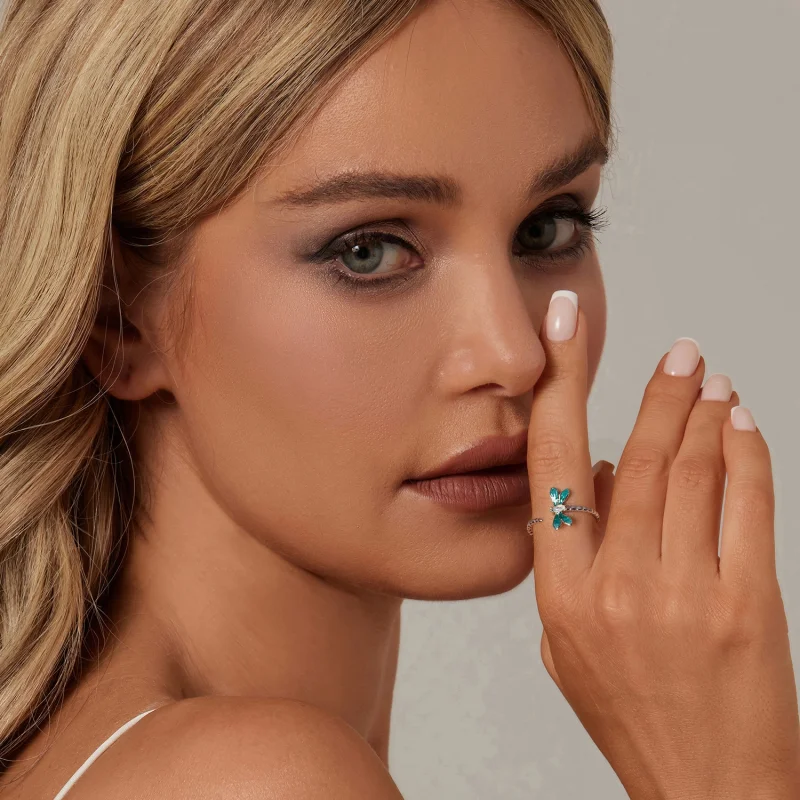 (imagem para) Anel Aberto Estilo PANDORA Libélula - BSR537-E - Visualizar 7