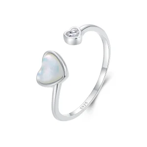(imagem para) Anel Aberto Pandora Style Heart-Beating com Concha Branca - BSR520-E