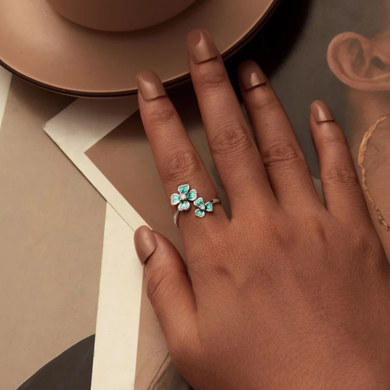 (imagem para) Anel Aberto Trevo de Quatro Folhas Estilo PANDORA - BSR528-E - Visualizar 6