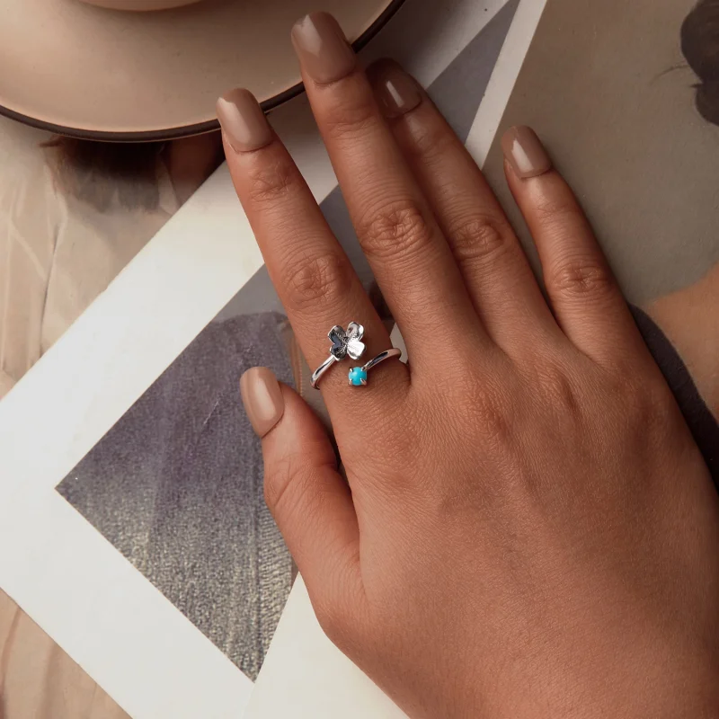 (imagem para) Anel Aberto Trevo de Quatro Folhas Estilo PANDORA - SCR1023-E - Visualizar 4