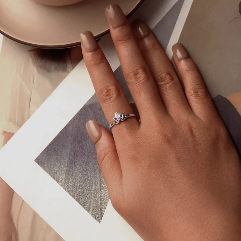 (imagem para) Anel Abre Flor de Lótus Estilo PANDORA - SCR1020-E - Visualizar 4