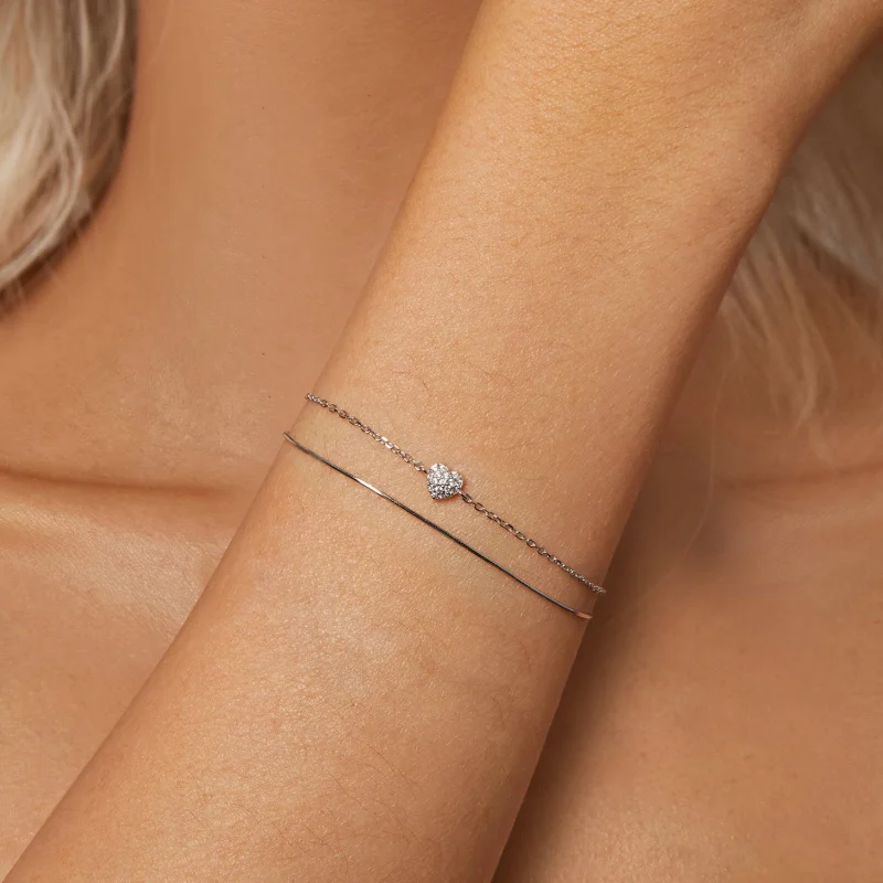 (imagem para) Bracelete Dupla Camada Coração Brilhante Estilo PANDORA - BSB169 - Visualizar 5