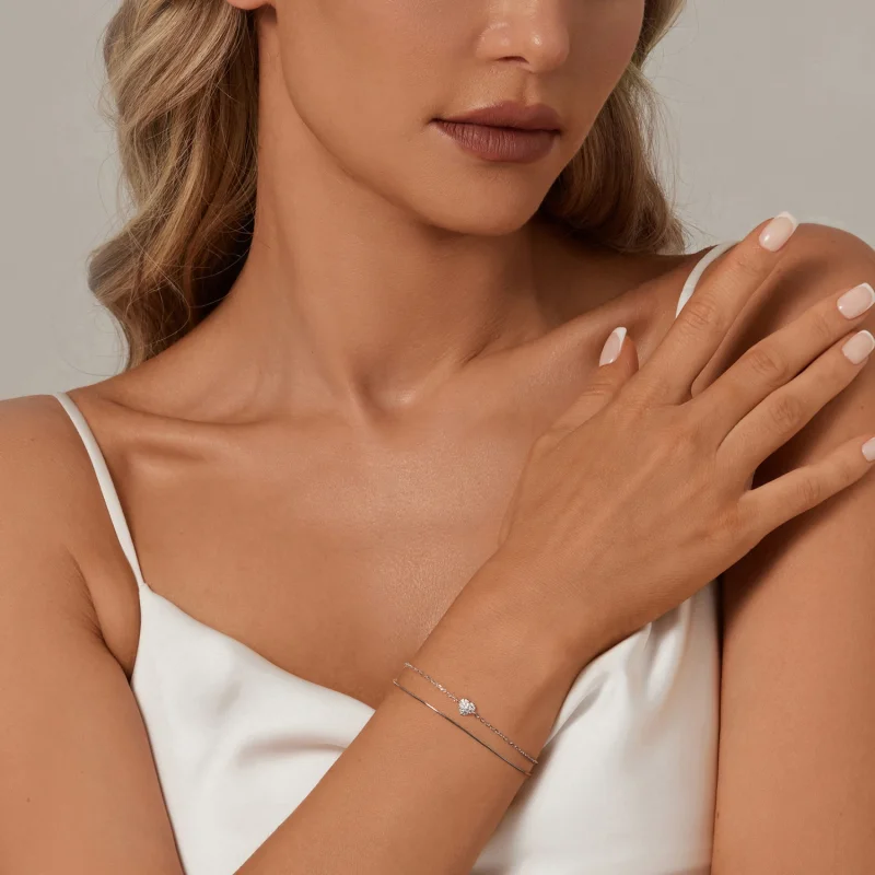 (imagem para) Bracelete Dupla Camada Coração Brilhante Estilo PANDORA - BSB169 - Visualizar 6