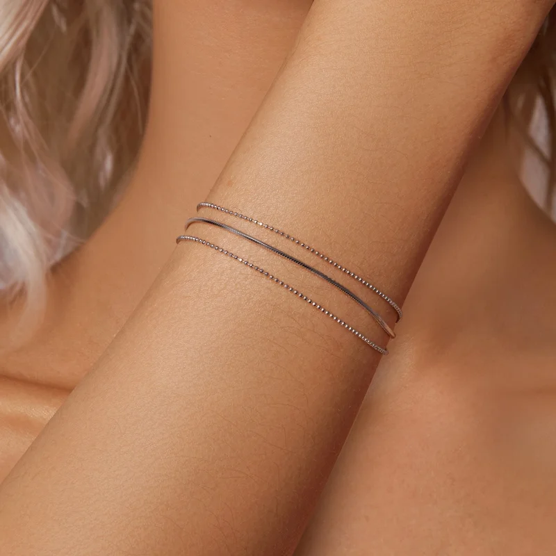 (imagem para) Bracelete Simples de Três Camadas no Estilo PANDORA - BSB164 - Visualizar 5