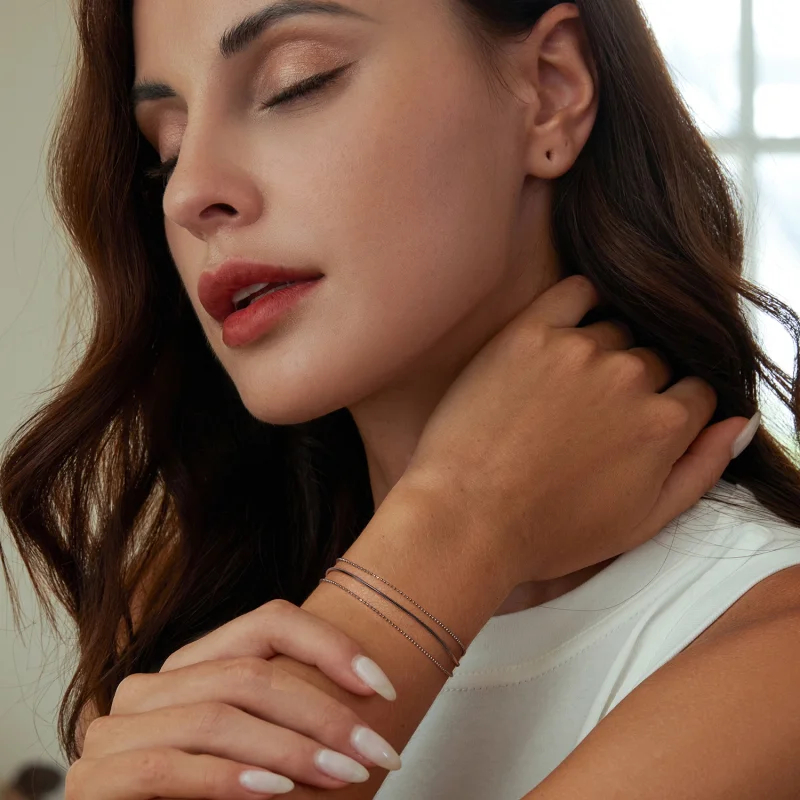 (imagem para) Bracelete Simples de Três Camadas no Estilo PANDORA - BSB164 - Visualizar 6