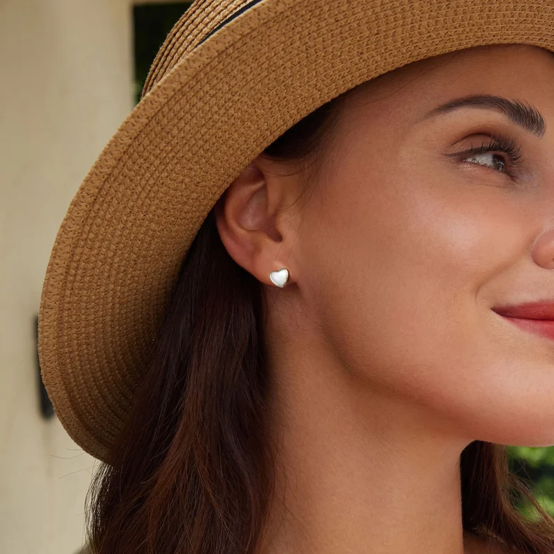 (imagem para) Brincos Brancos Aquecendo o Coração Estilo PANDORA - BSE969 - Visualizar 7