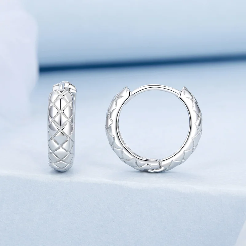 (imagem para) Brincos com Padrão de Diamante Estilo PANDORA - BSE983 - Visualizar 2