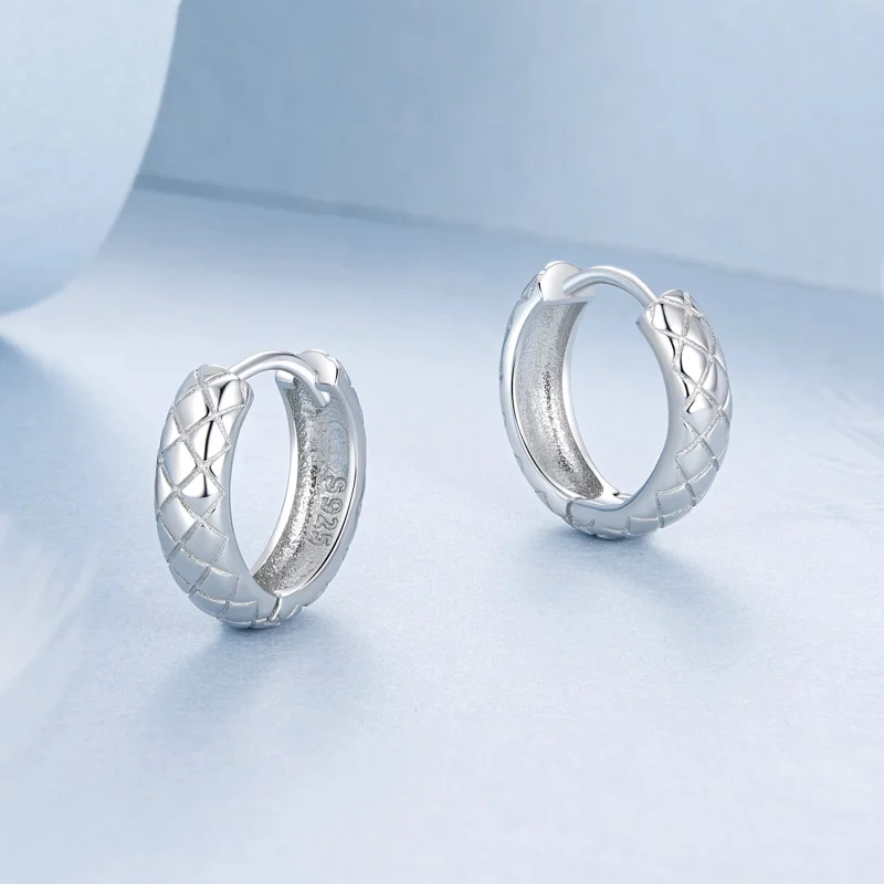 (imagem para) Brincos com Padrão de Diamante Estilo PANDORA - BSE983 - Visualizar 3