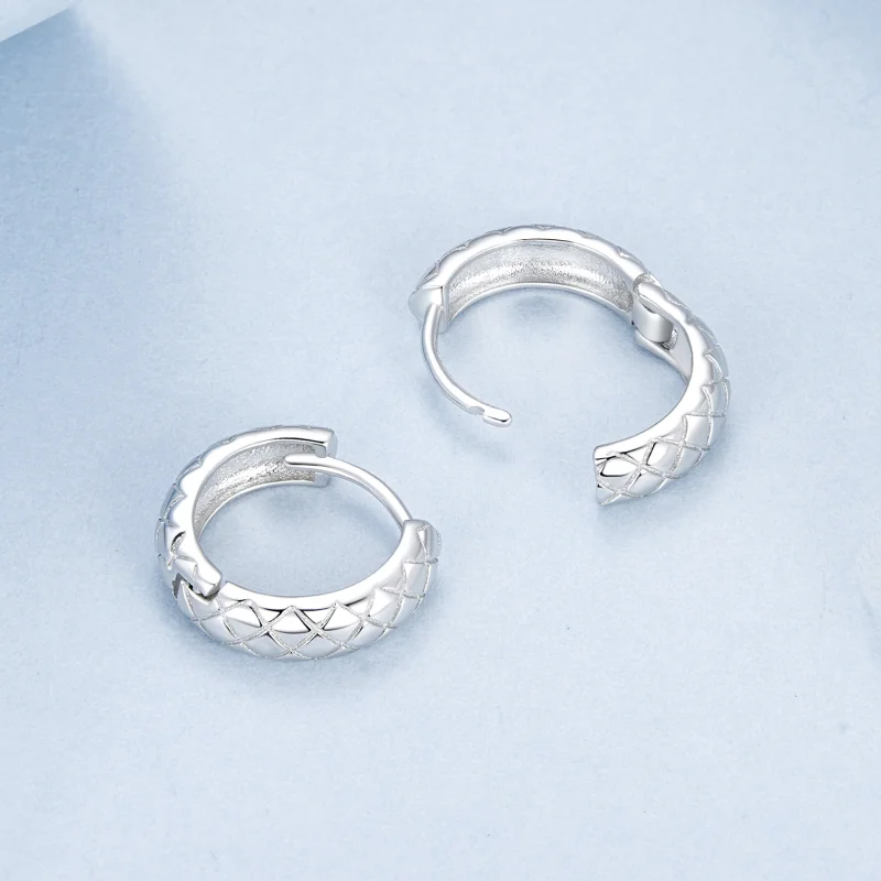 (imagem para) Brincos com Padrão de Diamante Estilo PANDORA - BSE983 - Visualizar 4