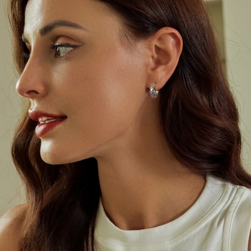 (imagem para) Brincos com Padrão de Diamante Estilo PANDORA - BSE983 - Visualizar 8